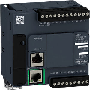 Schneider Electric Modicon M221 Logic Controller TM221CE16R, 24V DC, 16DI/12DO, Ethernet, compact PLC